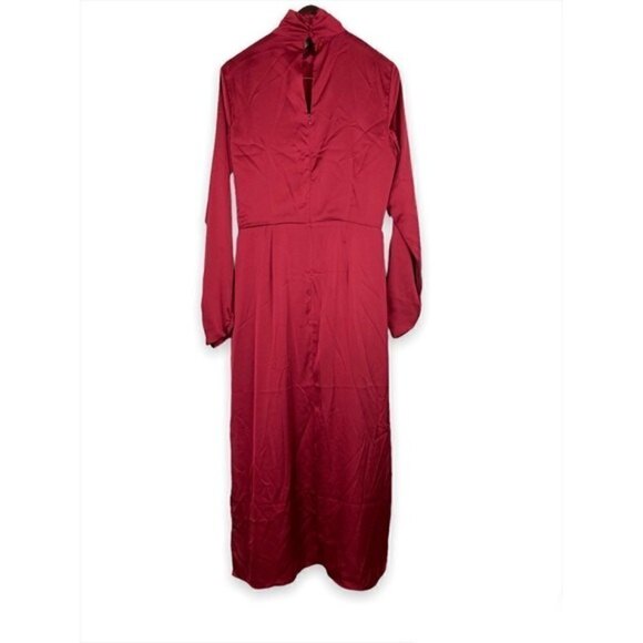 Alexia Admor Mock Neck Anna Long Sleeve Midi Dress Cranberry Red Size 12/L NWT - Picture 5 of 10
